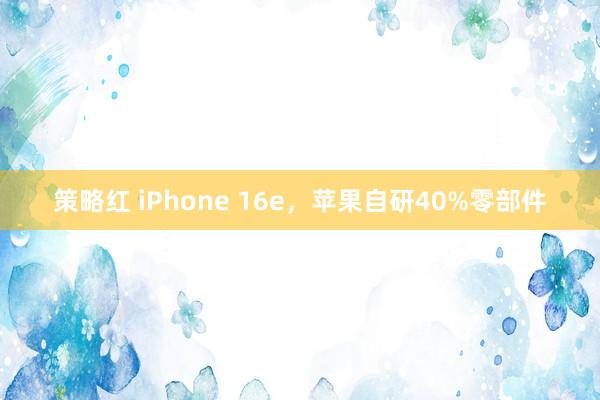 策略红 iPhone 16e，苹果自研40%零部件